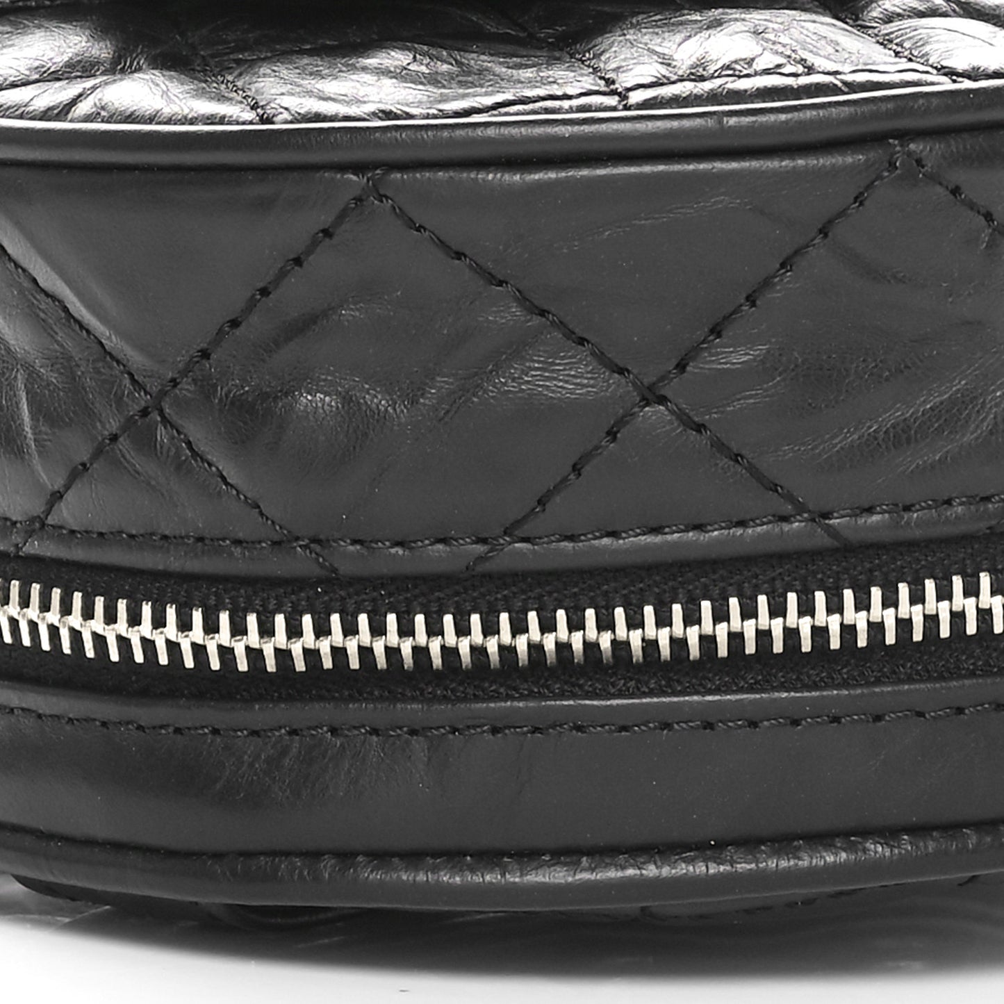 Aged Calfskin Sequin Quilted Camelia Clutch Black