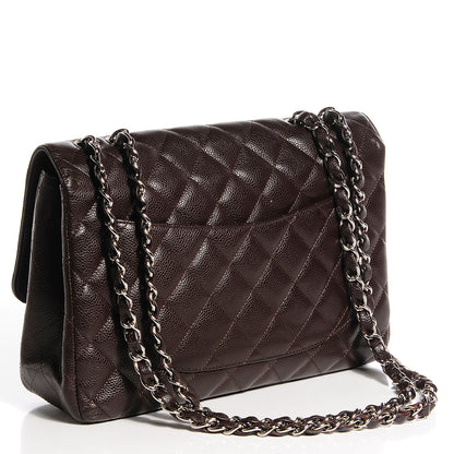 Chanel Caviar Quilted Jumbo Single Flap Dark Brown 3 of 10