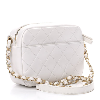 Chanel Calfskin Quilted Enchained Camera Case Bag White 2 of 9