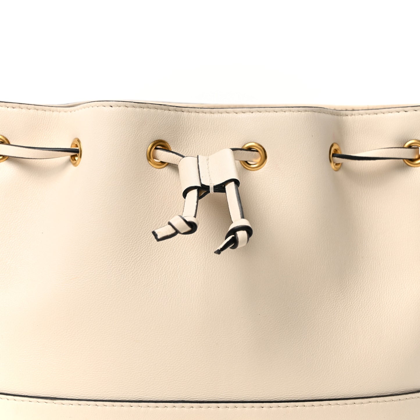 Nappa Mini VLogo Signature Chain Bucket Bag Light Ivory