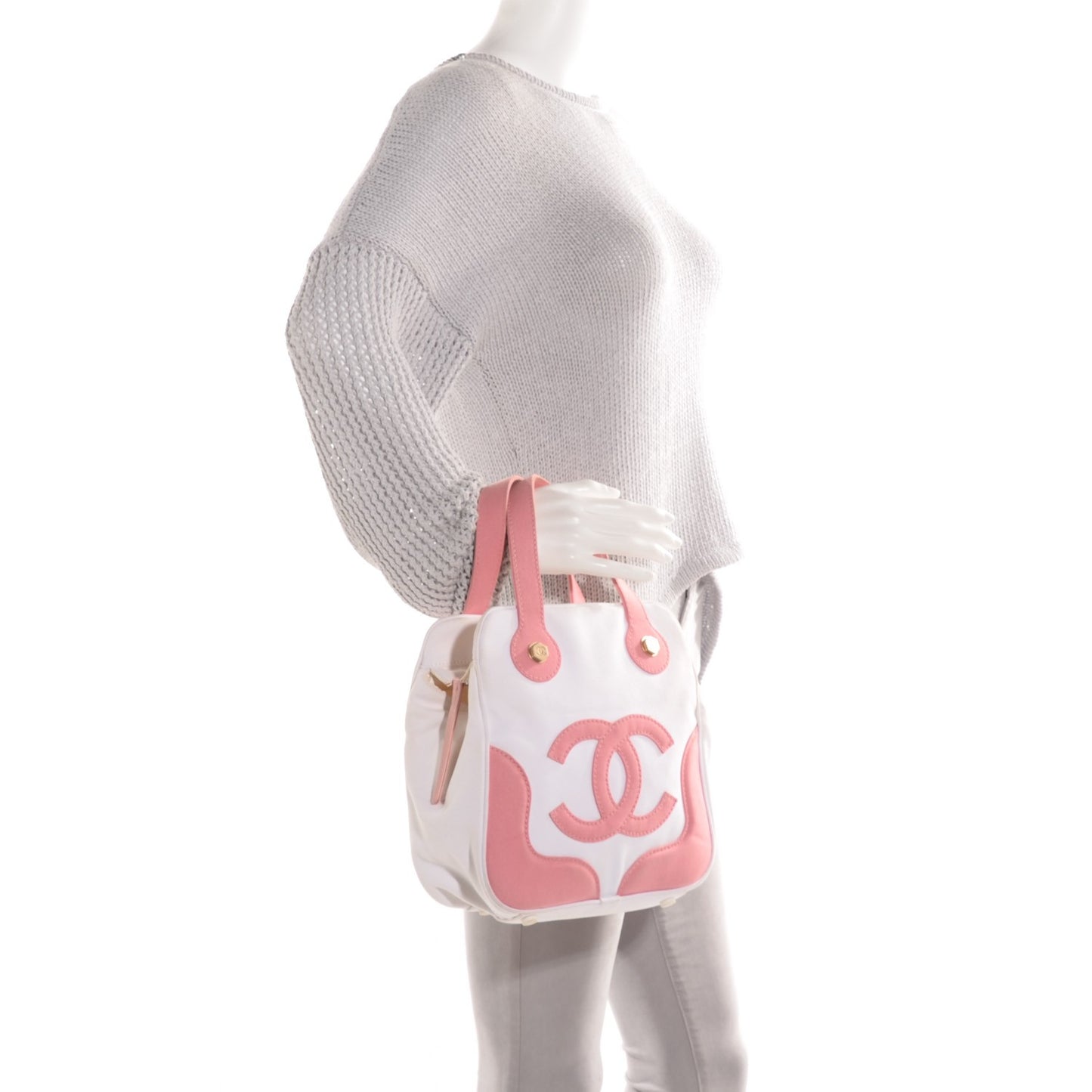 Canvas CC Handbag White Pink