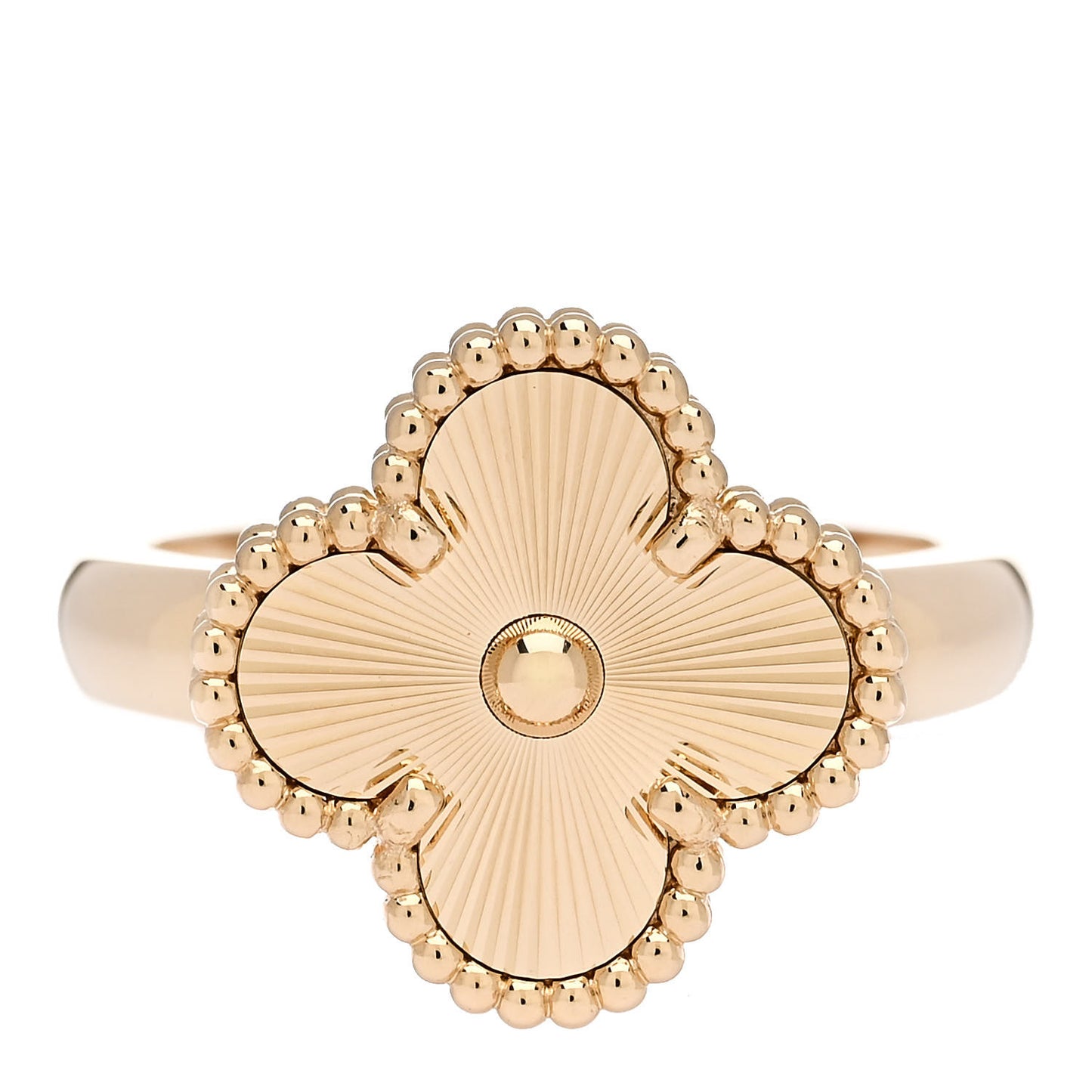 18K Yellow Gold Guilloche Vintage Alhambra Ring 54 7