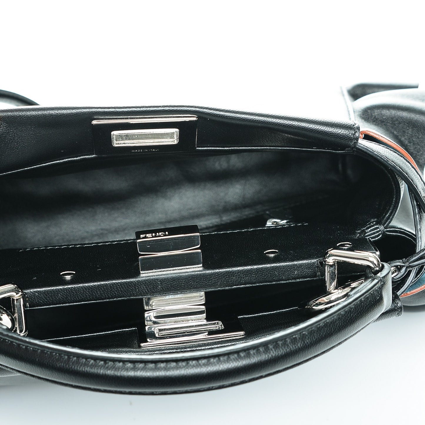 Nappa Waves Bi-Color Mini Peekaboo Iconic Satchel Black Turchese