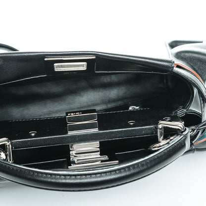Fendi Nappa Waves Bi-Color Mini Peekaboo Iconic Satchel Black Turchese 5 of 6