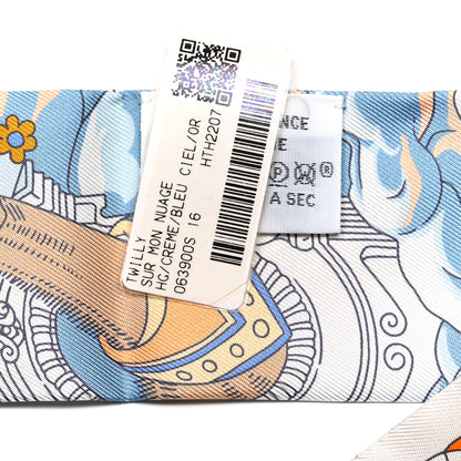Hermes Silk Sur Mon Nuage Twilly Creme Bleu Ciel Orange 4 of 4