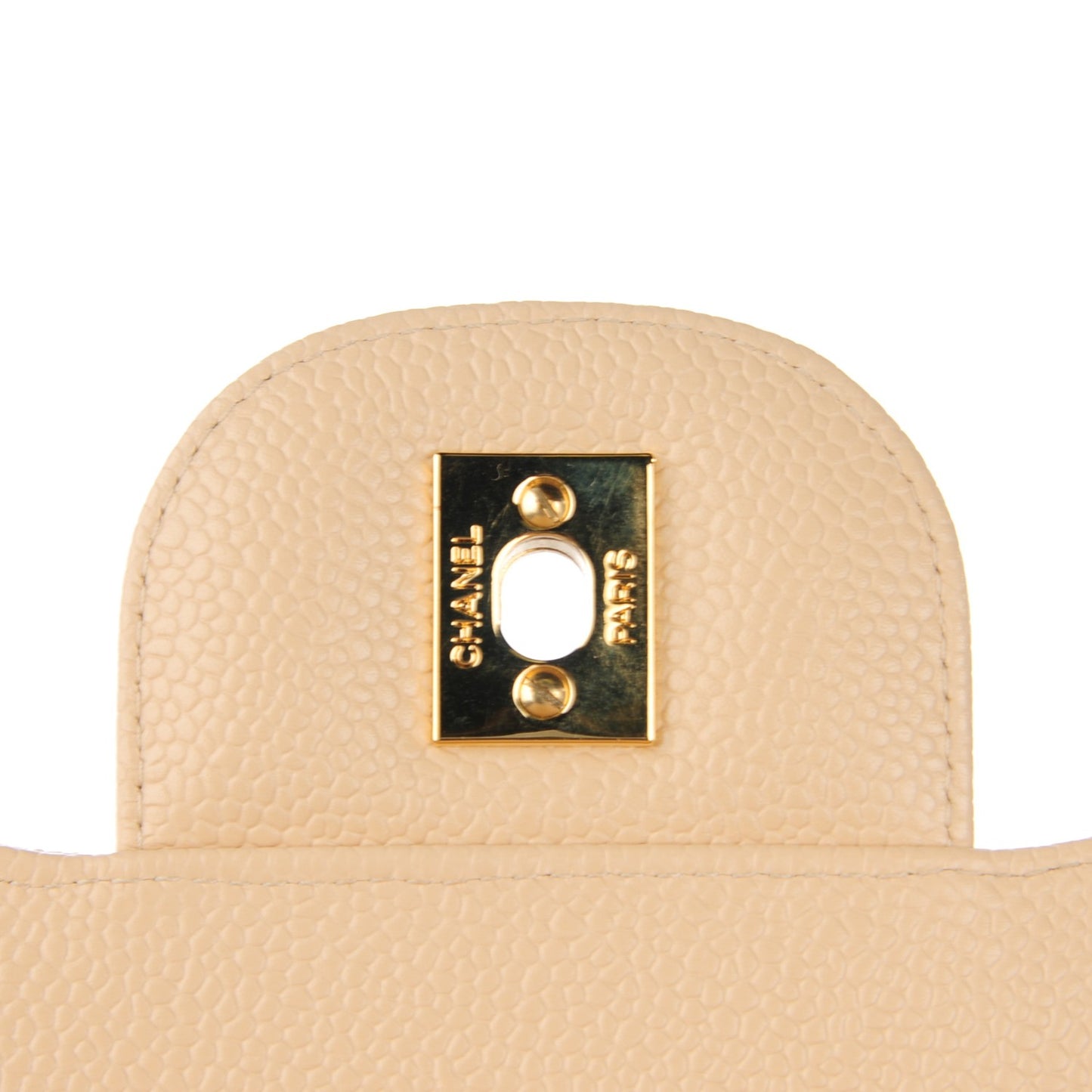 Caviar Quilted Jumbo Double Flap Beige Clair