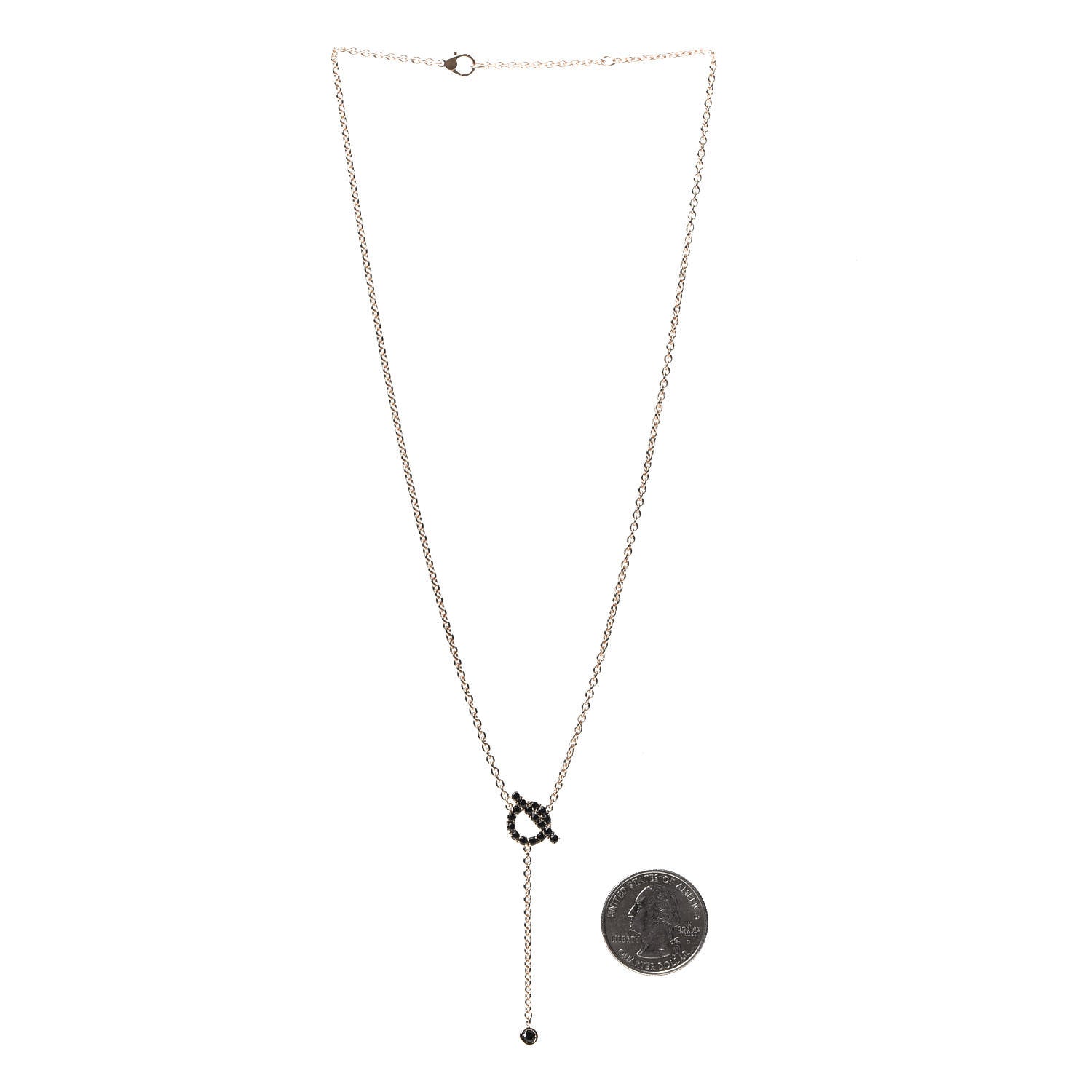 Hermes 18K Rose Gold Black Spinel Finesse Lariat Necklace 3 of 5