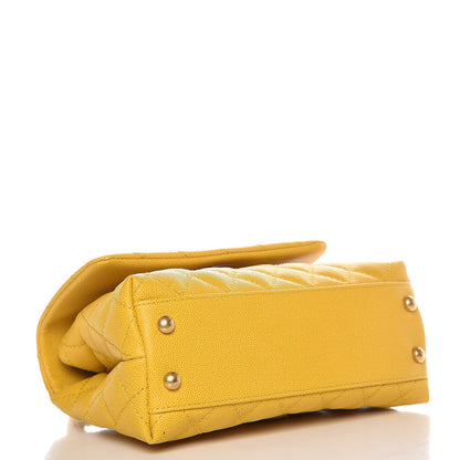 Chanel Caviar Quilted Mini Coco Handle Flap Yellow 8 of 10