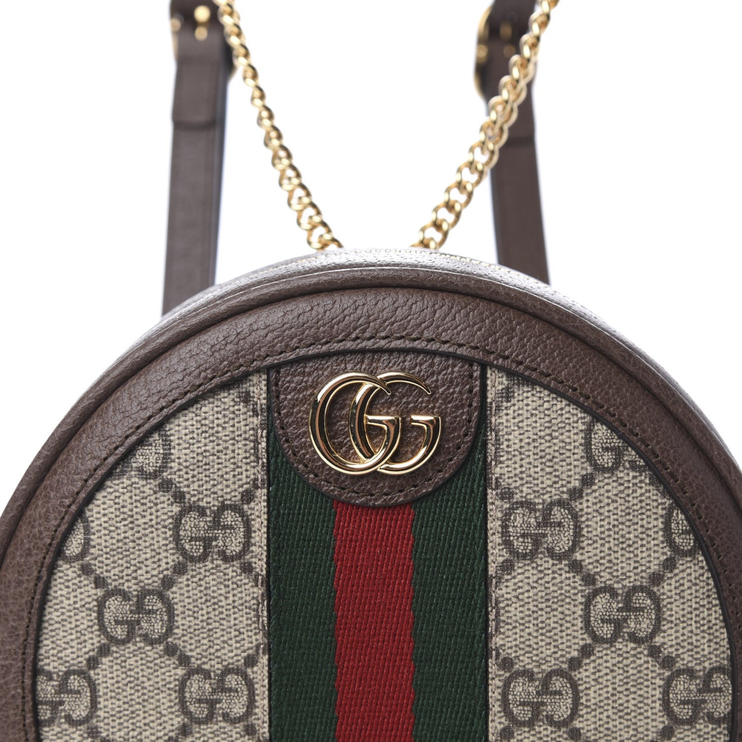 GG Supreme Monogram Web Mini Ophidia Round Backpack Brown