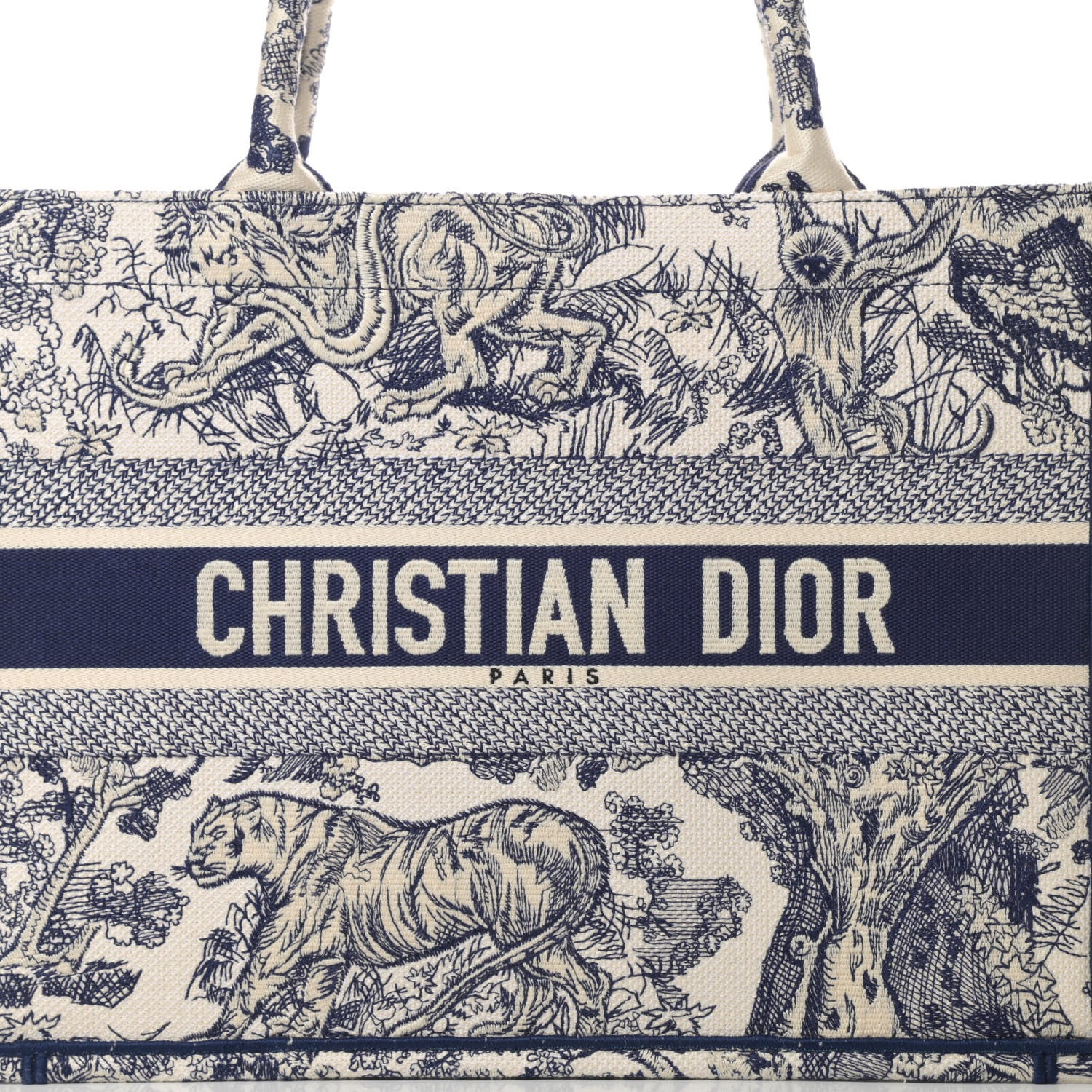 Christian Dior Canvas Embroidered Medium Dioriviera Toile De Jouy Book Tote Blue 8 of 11
