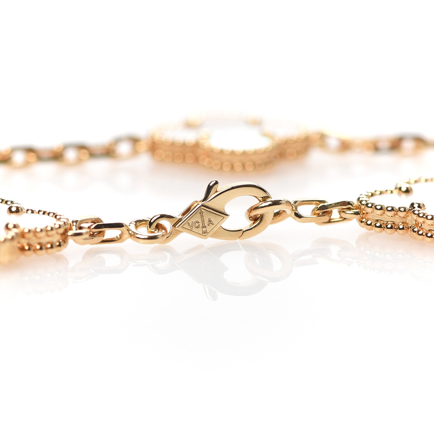 Van Cleef & Arpels 18K Yellow Gold Mother of Pearl 5 Motifs Vintage Alhambra Bracelet 5 of 10