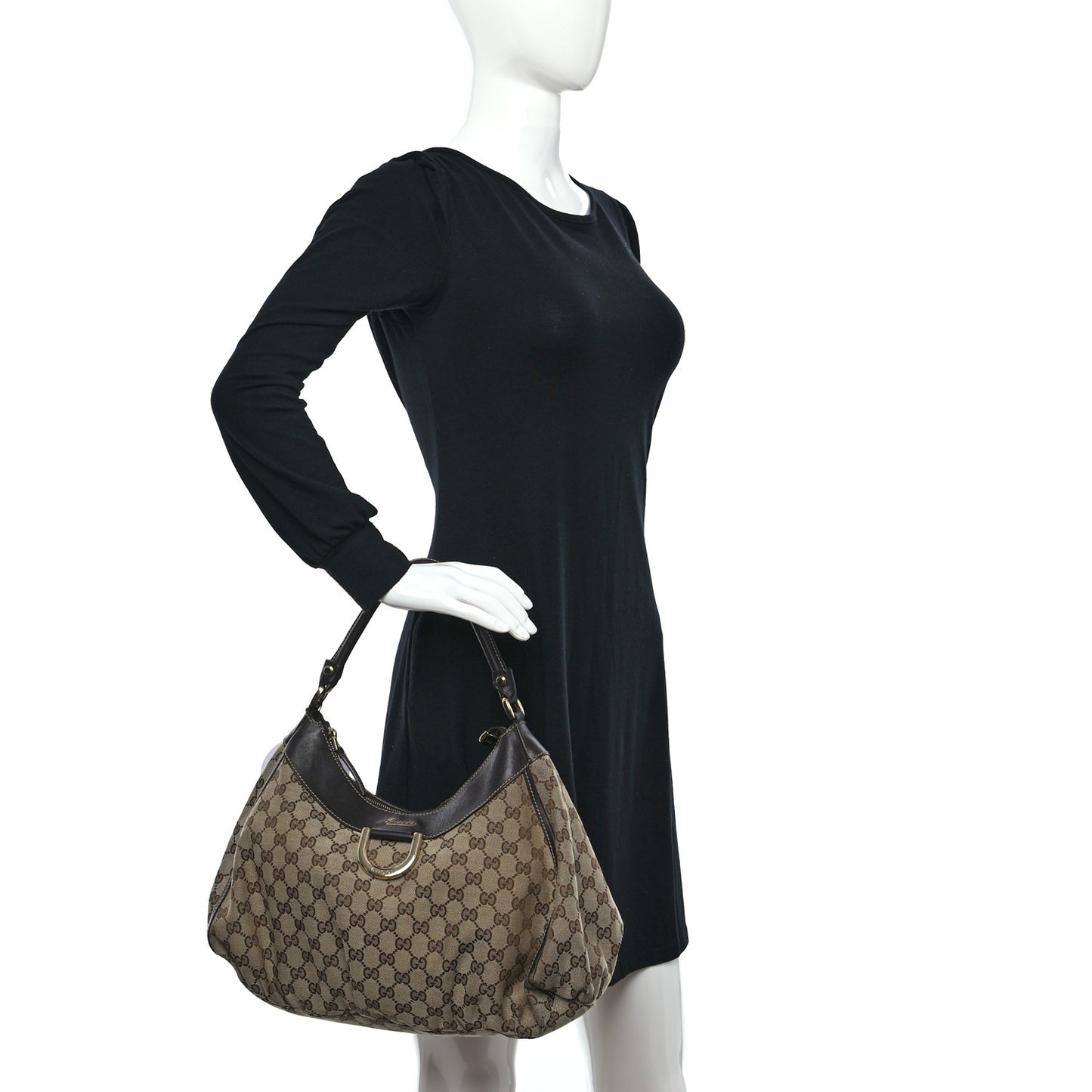 Monogram Large D Gold Hobo Dark Brown