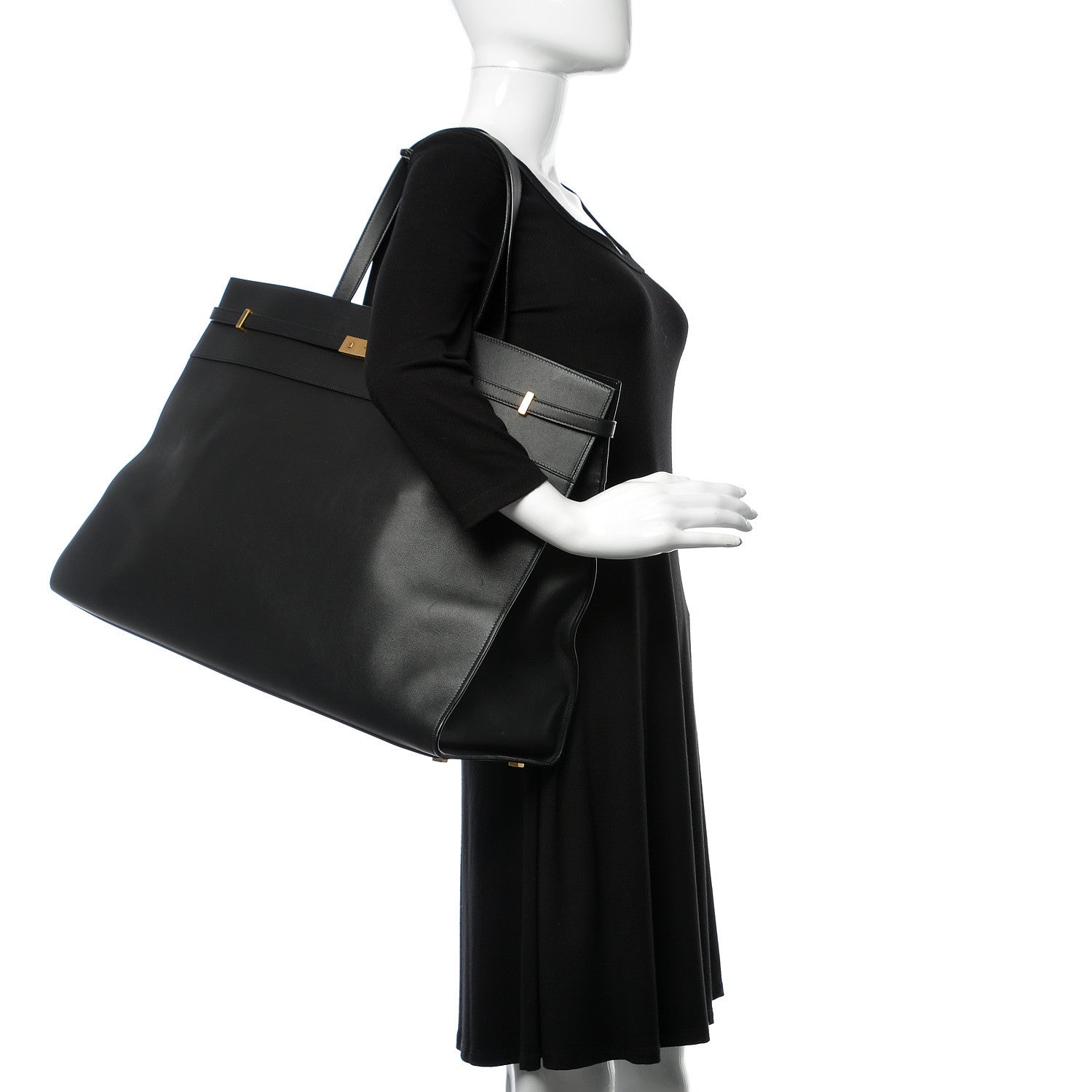 Saint Laurent Calfskin Large Manhattan Shopper Tote Black 2 of 13