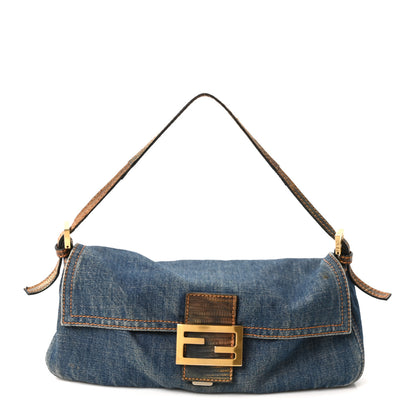 Fendi Denim Lizard Baguette Blue 1 of 10