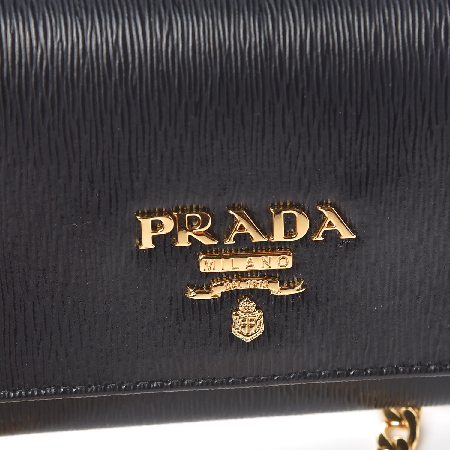 Prada Vitello Move Metal Oro Chain Wallet Black 9 of 9