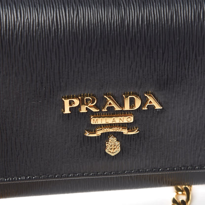 Prada Vitello Move Metal Oro Chain Wallet Black 9 of 9