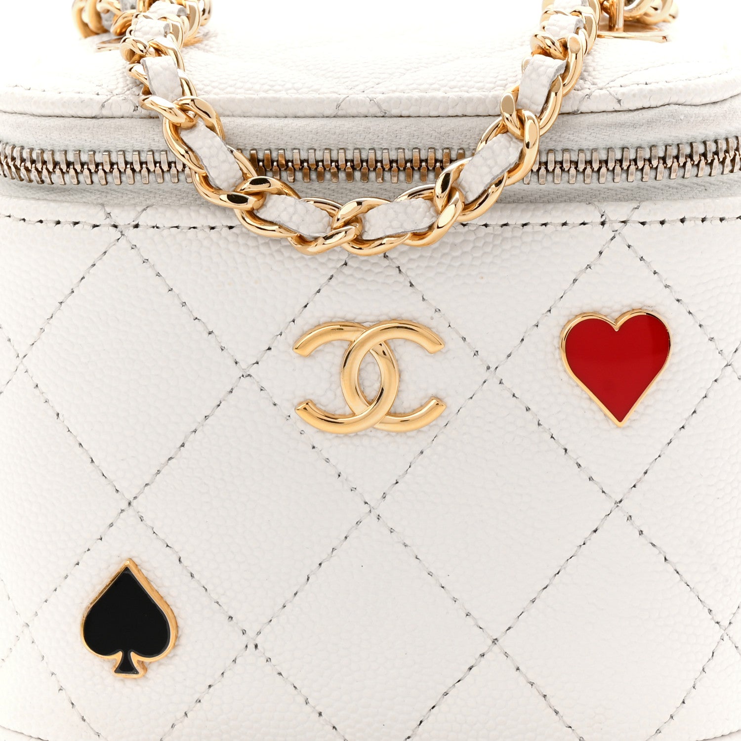 Chanel Caviar Quilted Enamel Coco Casino Mini Vanity Case With