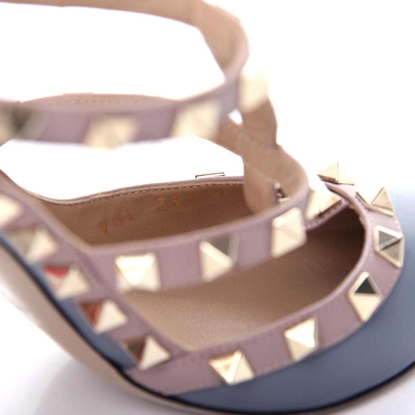 Nappa Rockstud Ankle Strap Pumps 35.5 Stone Poudre