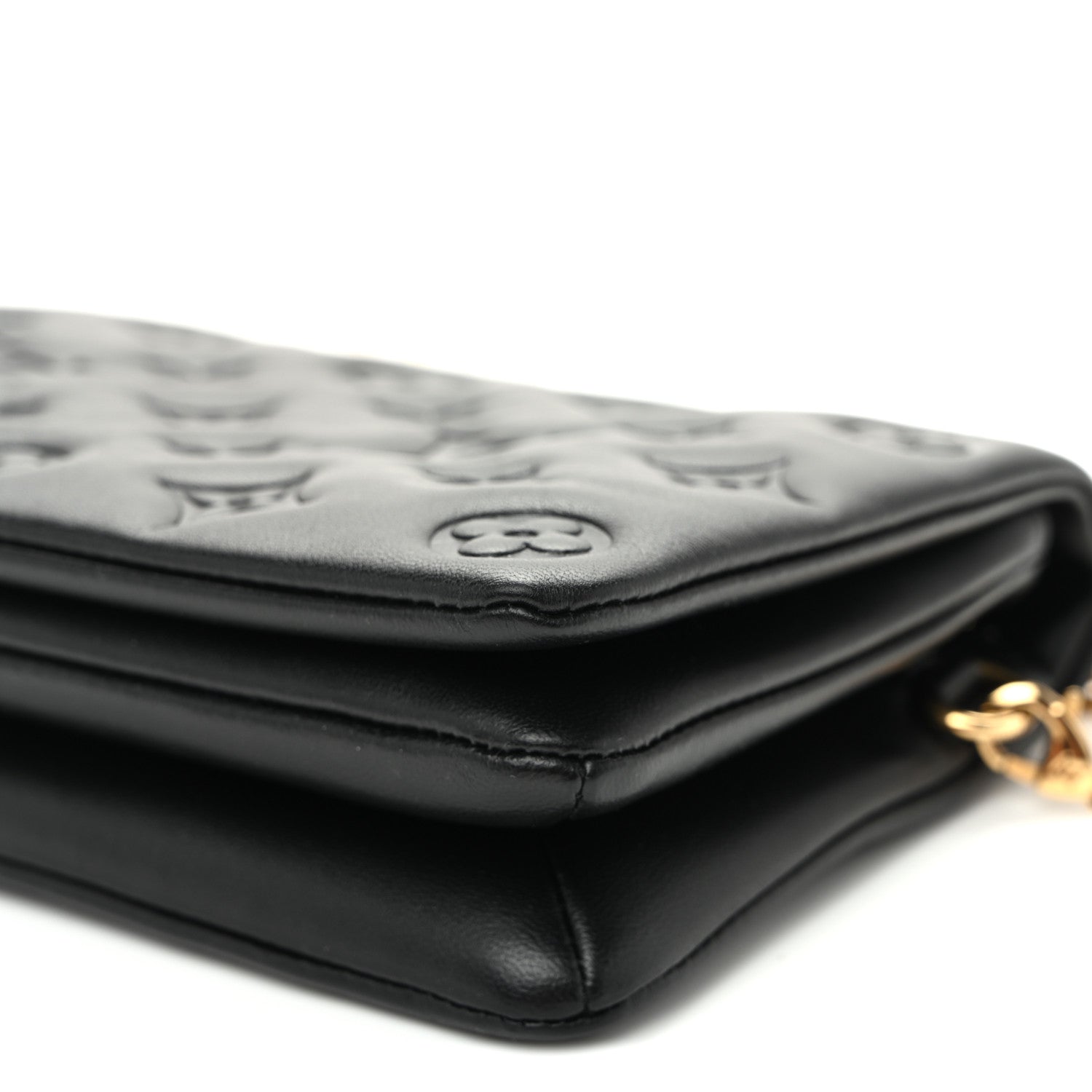 Louis Vuitton Lambskin Embossed Monogram Pochette Coussin Black 9 of 10