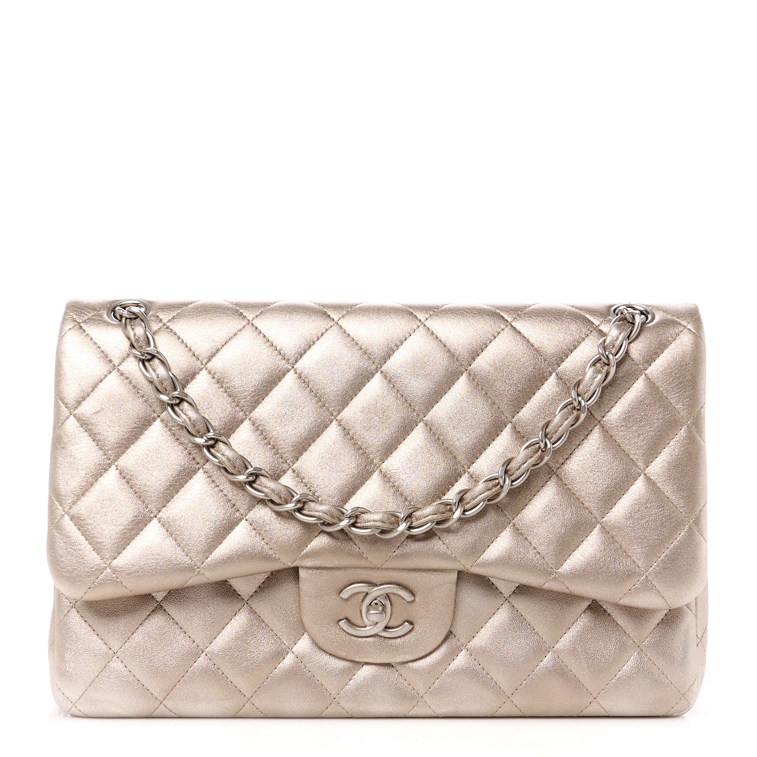 Chanel Metallic Lambskin Quilted Jumbo Double Flap Gold 1 of 11