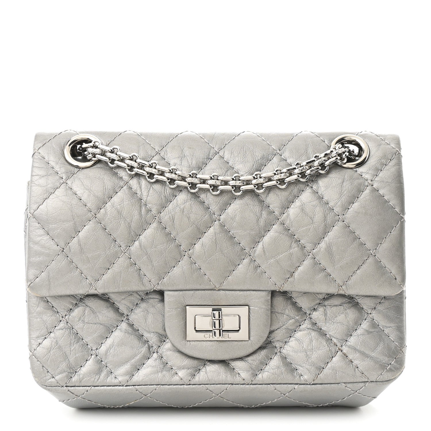 Chanel Metallic Aged Calfskin Quilted 2.55 Reissue Mini Flap Silver 1 of 10
