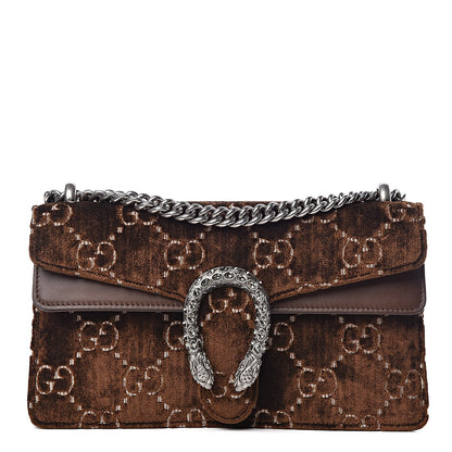 Gucci Velvet Moon Calfskin Crystal GG Monogram Small Dionysus Shoulder Bag Brown Vintage Cocoa Black Diamond 1 of 10