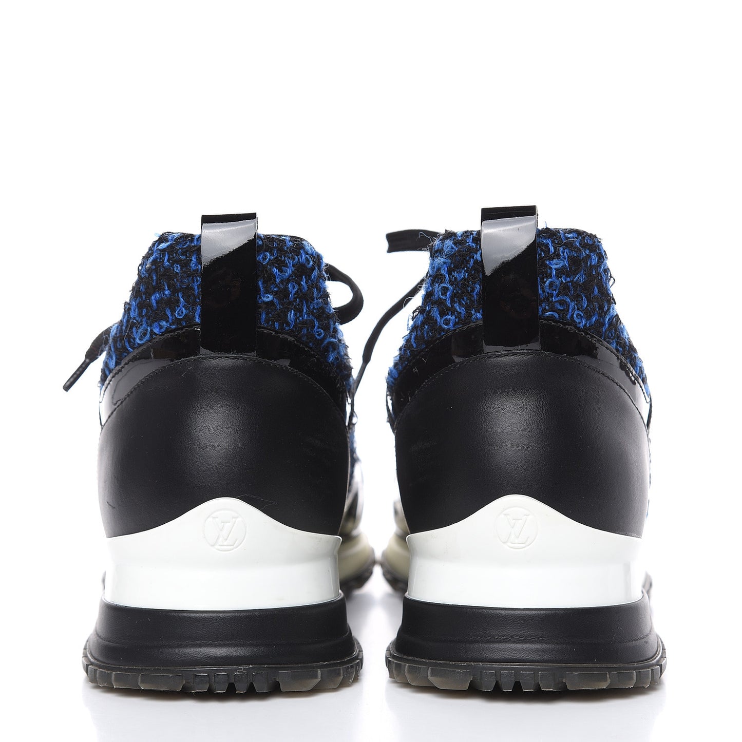 Calfskin Tweed Run Away Sneakers 37.5 Blue