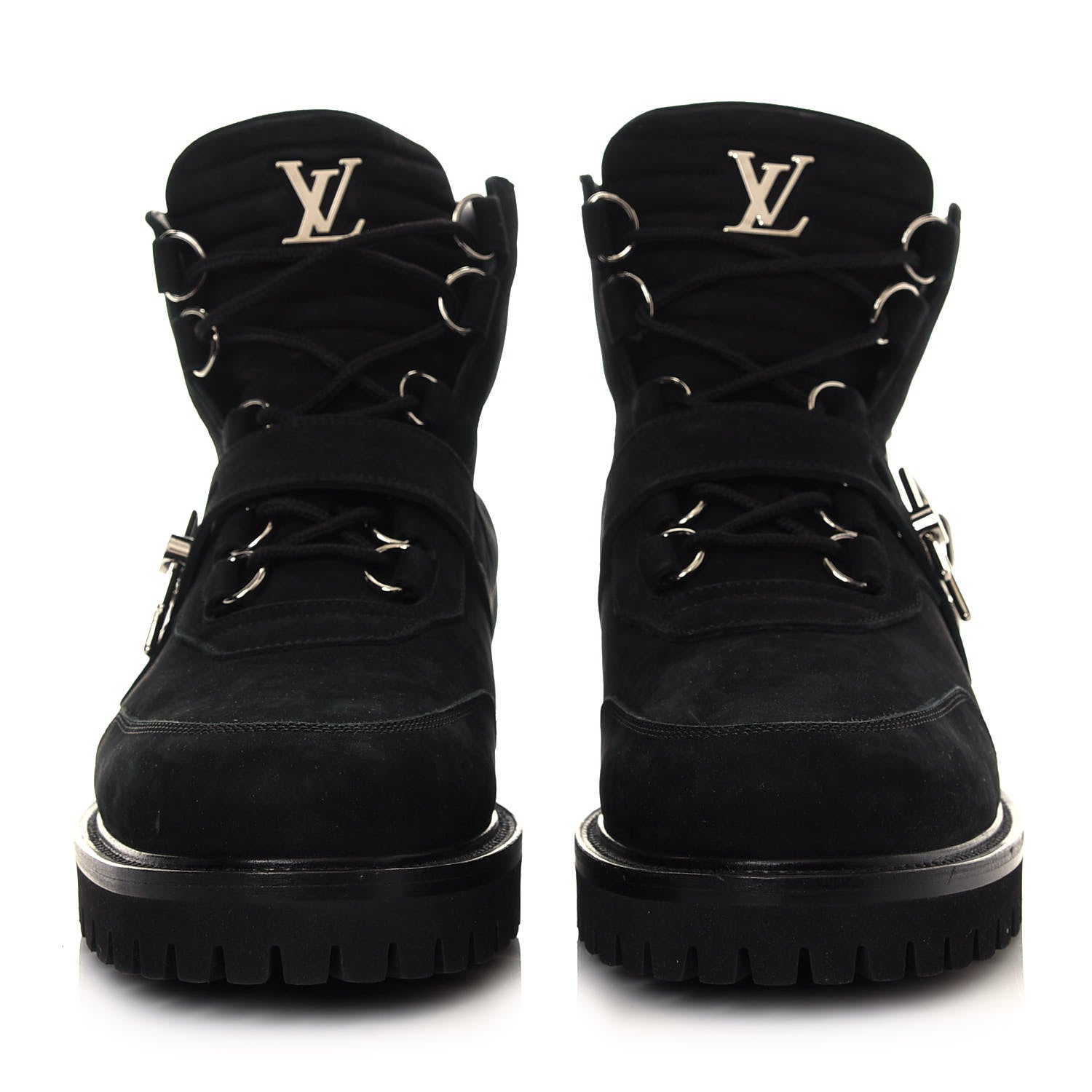 Louis Vuitton Suede Calfskin Monogram Eclipse Mens Creeper Ankle Boots 11 Black 2 of 7