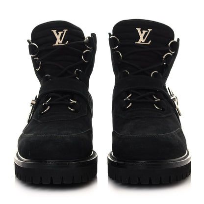 Louis Vuitton Suede Calfskin Monogram Eclipse Mens Creeper Ankle Boots 11 Black 2 of 7