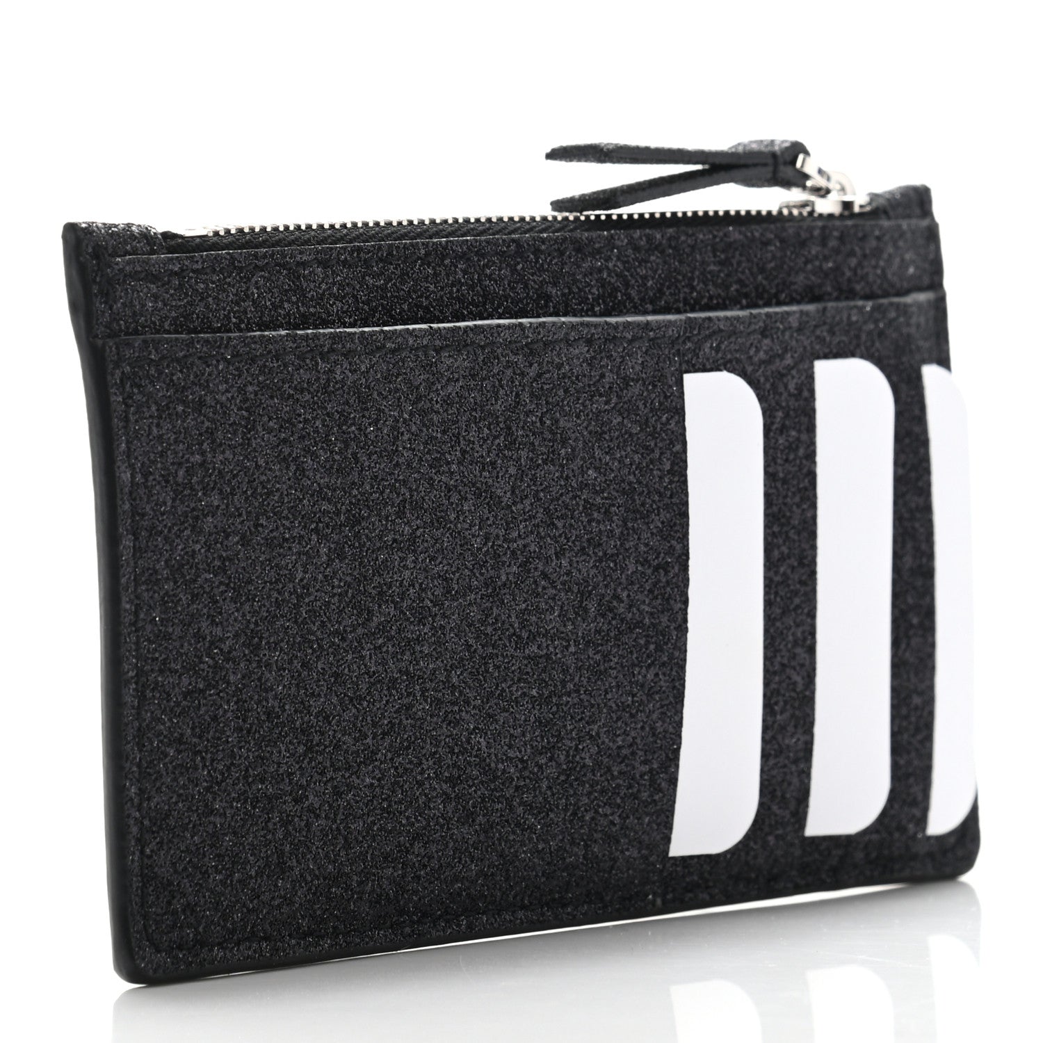 Balenciaga Glitter Sparkled Calfskin Logo Long Card Holder Black 3 of 6