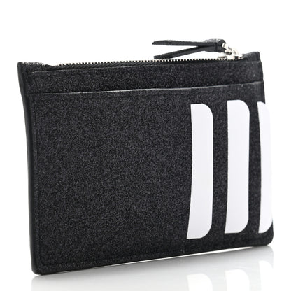 Balenciaga Glitter Sparkled Calfskin Logo Long Card Holder Black 3 of 6