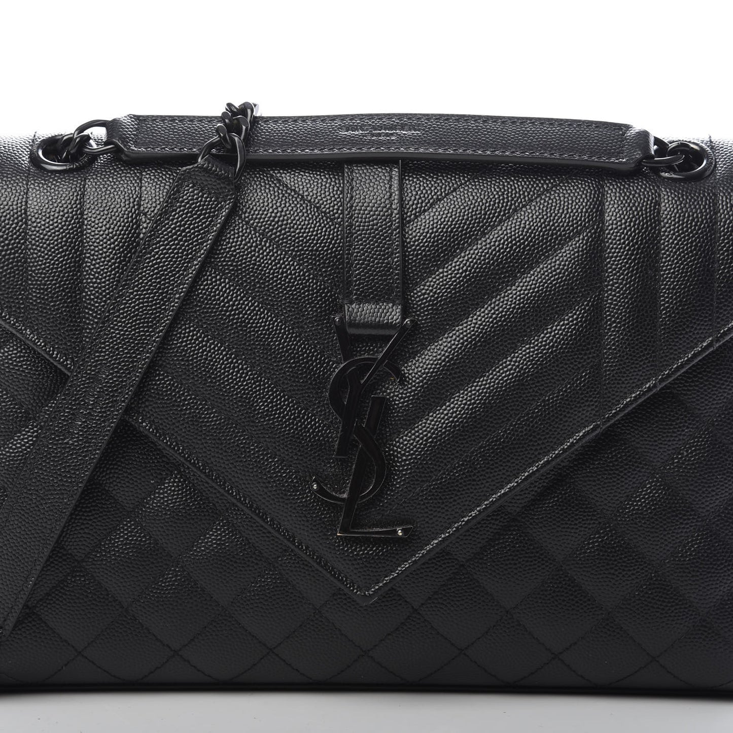 Grain De Poudre Textured Mixed Matelasse Triquilt Medium Monogram Satchel Black