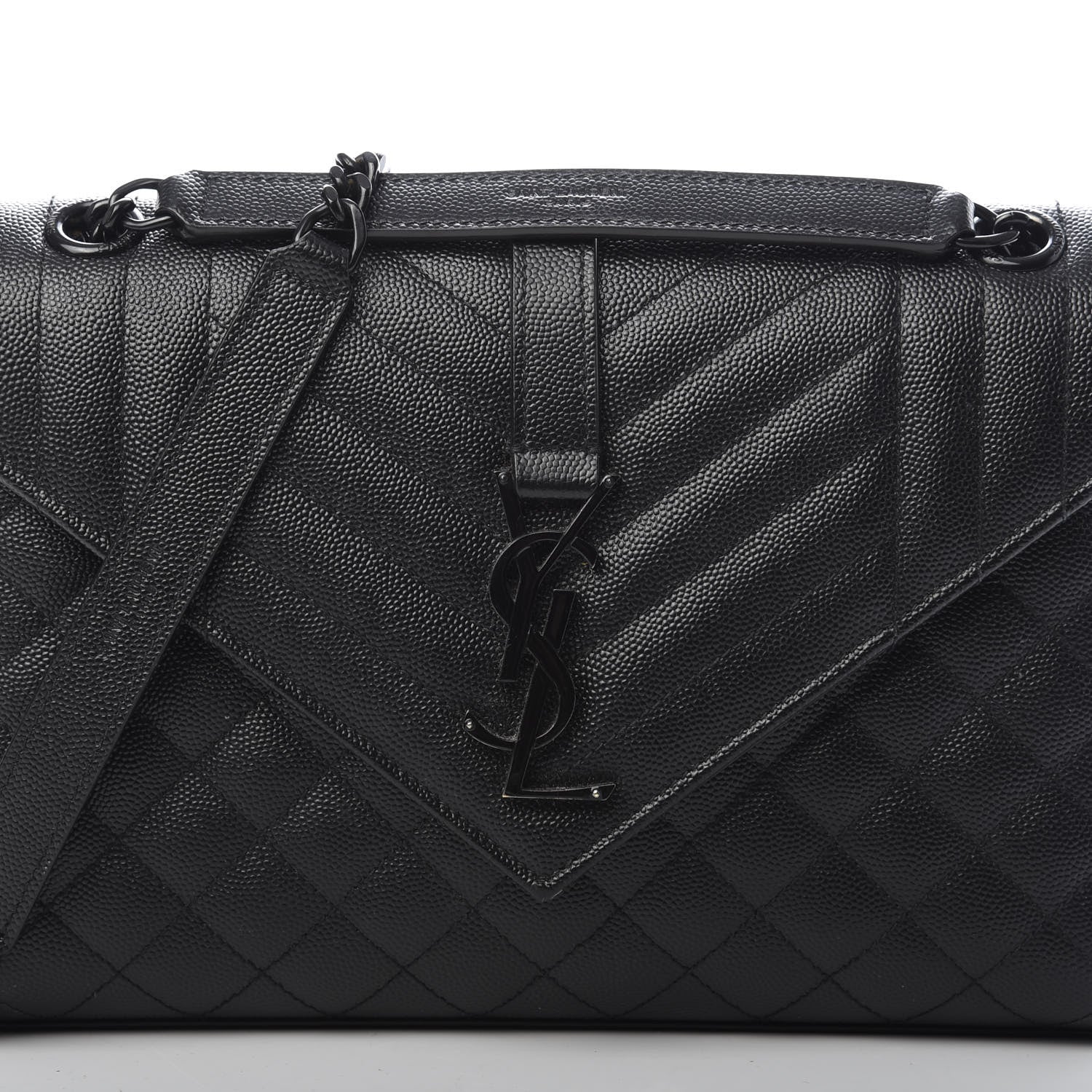 Saint Laurent Grain De Poudre Textured Mixed Matelasse Triquilt Medium Monogram Satchel Black 8 of 12
