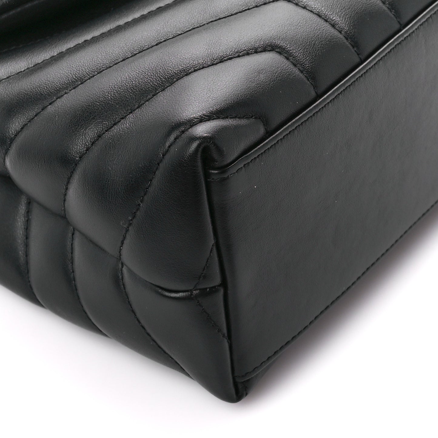 Calfskin Y Quilted Monogram Small Loulou Chain Satchel Black