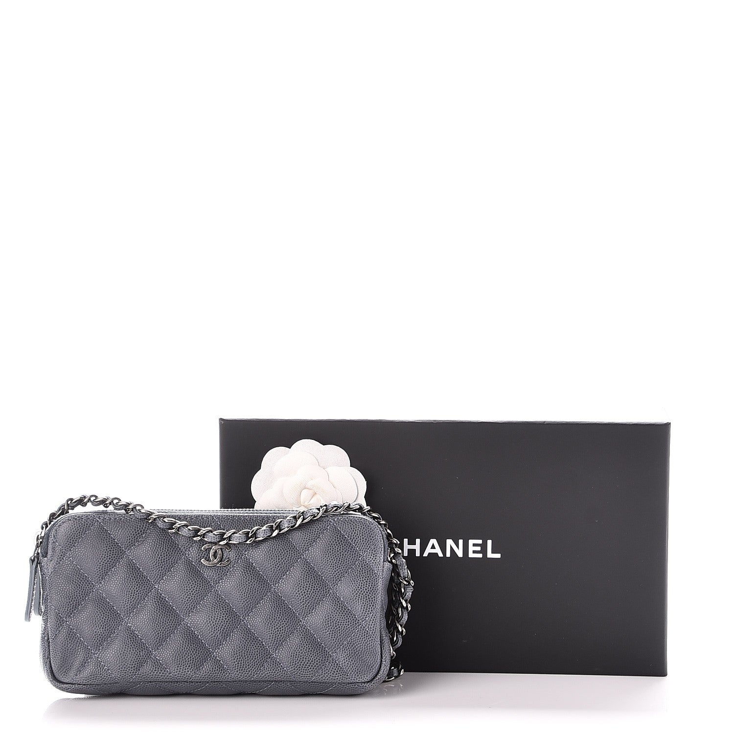Chanel Caviar Quilted Small Clutch With Chain Grey 10 of 10