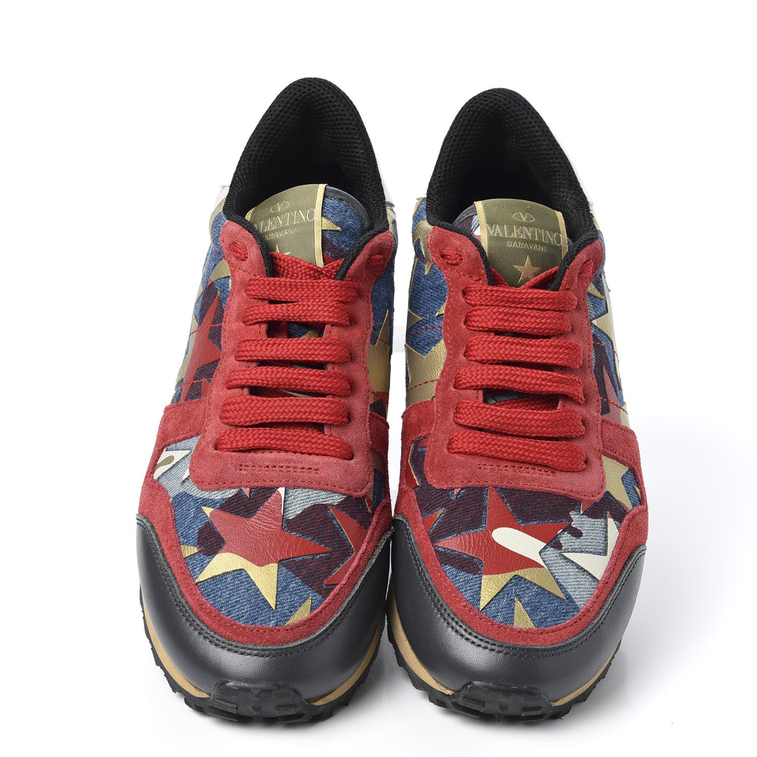 Valentino Garavani Suede Denim Camustars Womens Rockrunner Sneakers 38 Blue Red 5 of 10