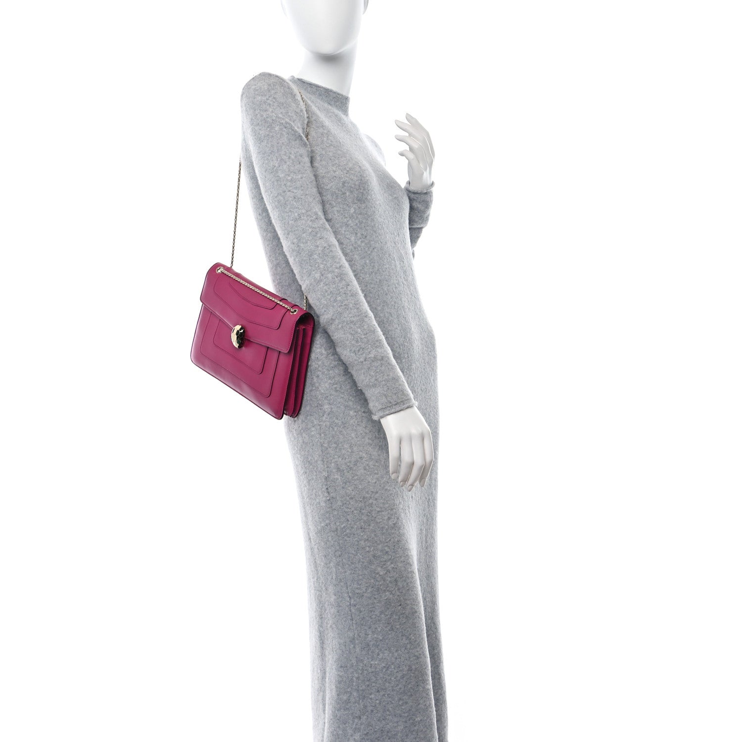 Bulgari Calfskin Serpenti Forever Shoulder Bag Pink 2 of 8