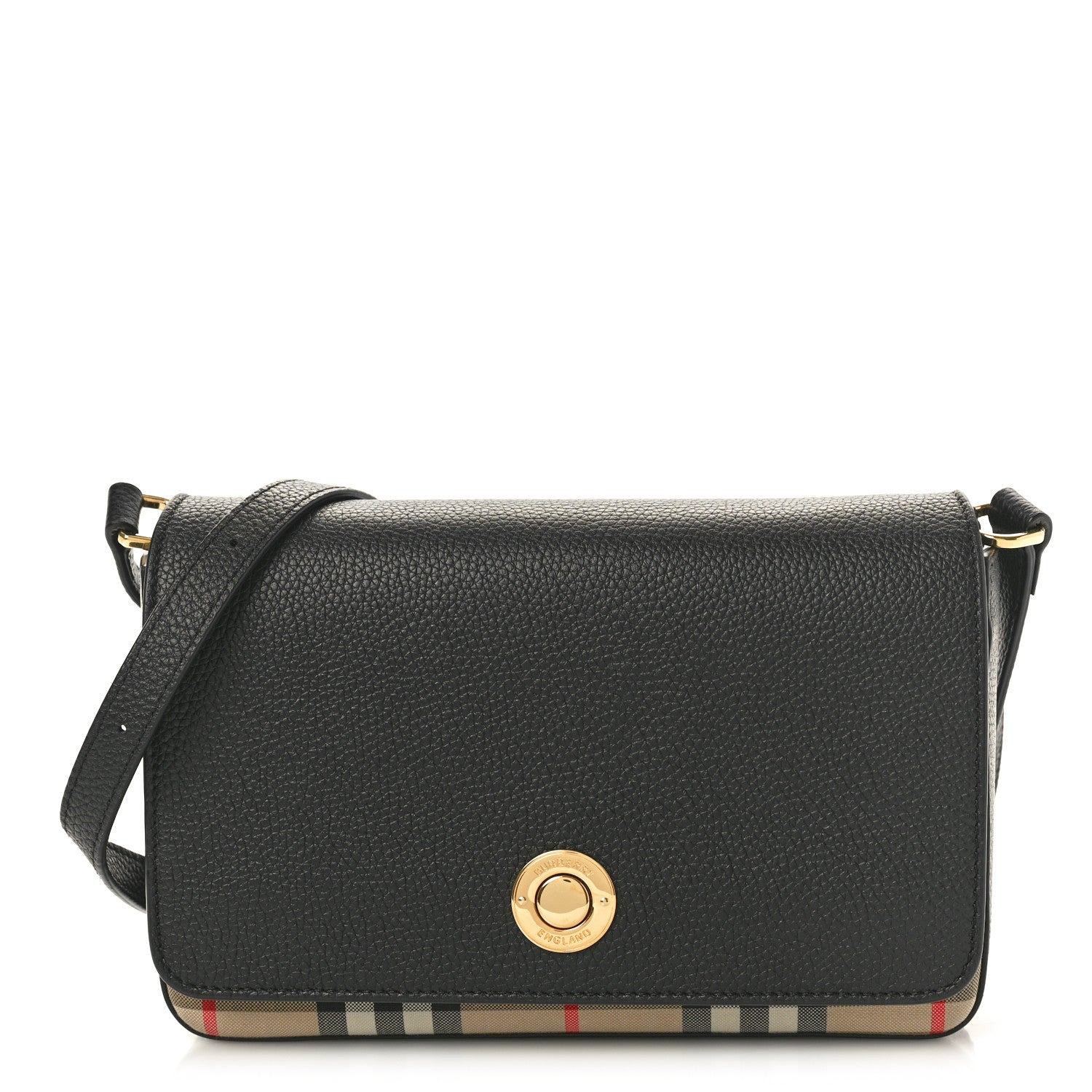 Burberry Grainy Calfskin Vintage Check Hampshire Crossbody Black 1 of 9
