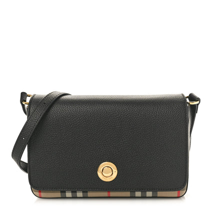 Burberry Grainy Calfskin Vintage Check Hampshire Crossbody Black 1 of 9