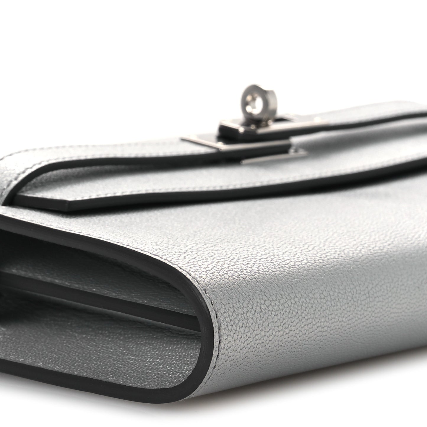Metallic Chevre Chamkilight Kelly Wallet To Go Argent