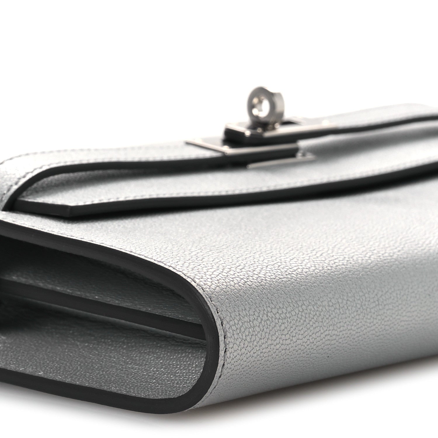 Hermes Metallic Chevre Chamkilight Kelly Wallet To Go Argent 9 of 12