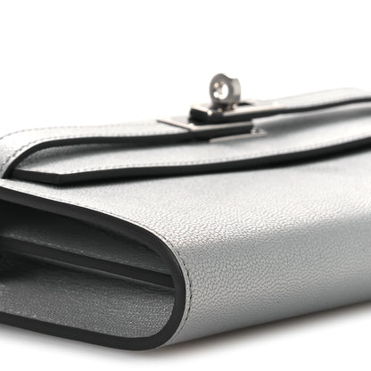 Hermes Metallic Chevre Chamkilight Kelly Wallet To Go Argent 9 of 12