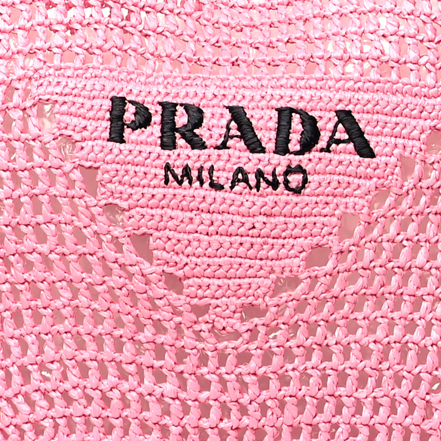 Prada Yarn Raffia Effect Crochet Logo Embroidered Shopping Tote Bag Petalo 7 of 9