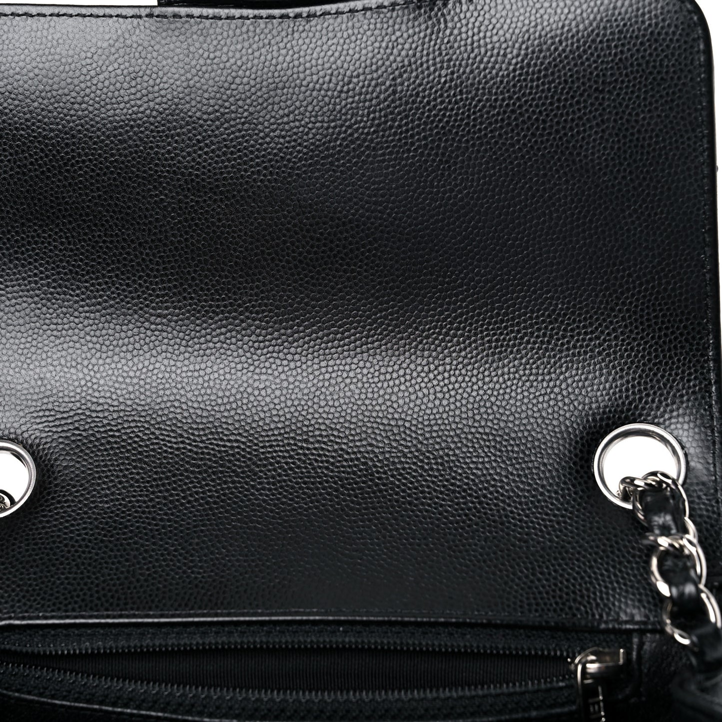 Caviar Chevron Quilted Mini Square Flap Black