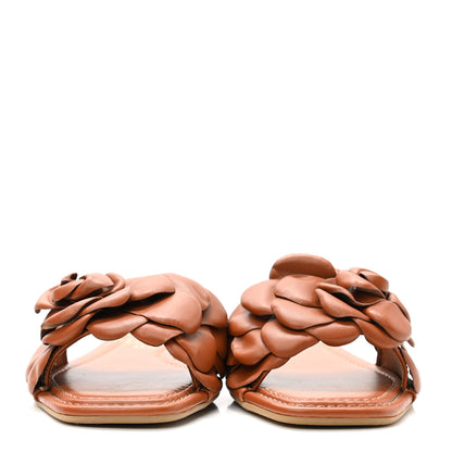 Valentino Garavani Calfskin Atelier 03 Rose Edition Slide Sandals 39 Cuoio 2 of 8