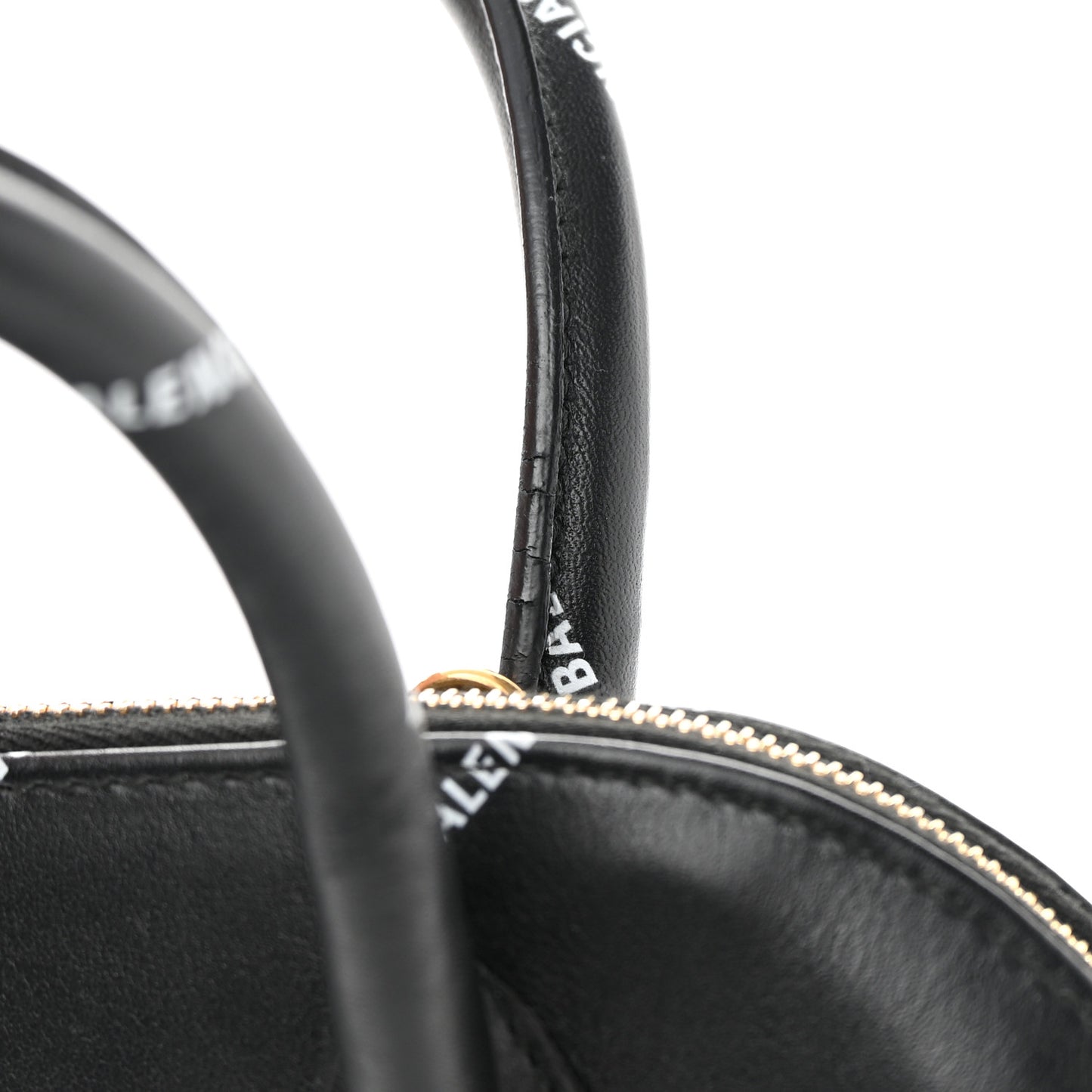 Calfskin Allover Logo S Ville Top Handle Bag Black White