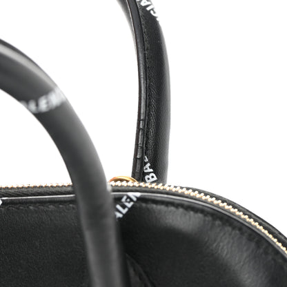 Balenciaga Calfskin Allover Logo S Ville Top Handle Bag Black White 21 of 22