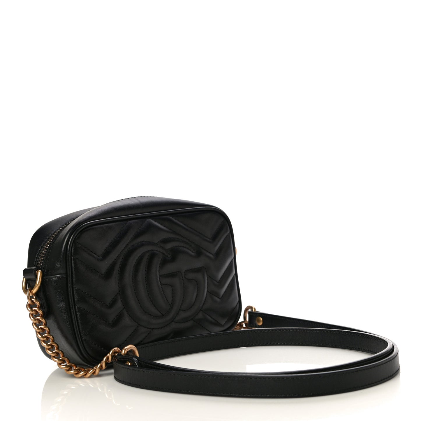 Calfskin Matelasse Mini GG Marmont Chain Shoulder Bag Black