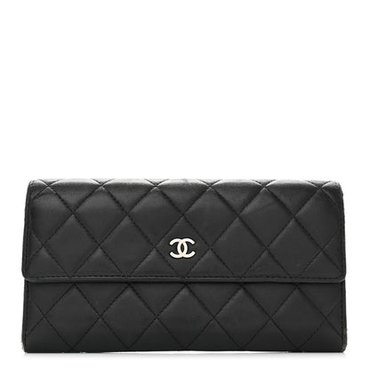 Chanel Lambskin Quilted Large Gusset Flap Wallet Black 1 of 11