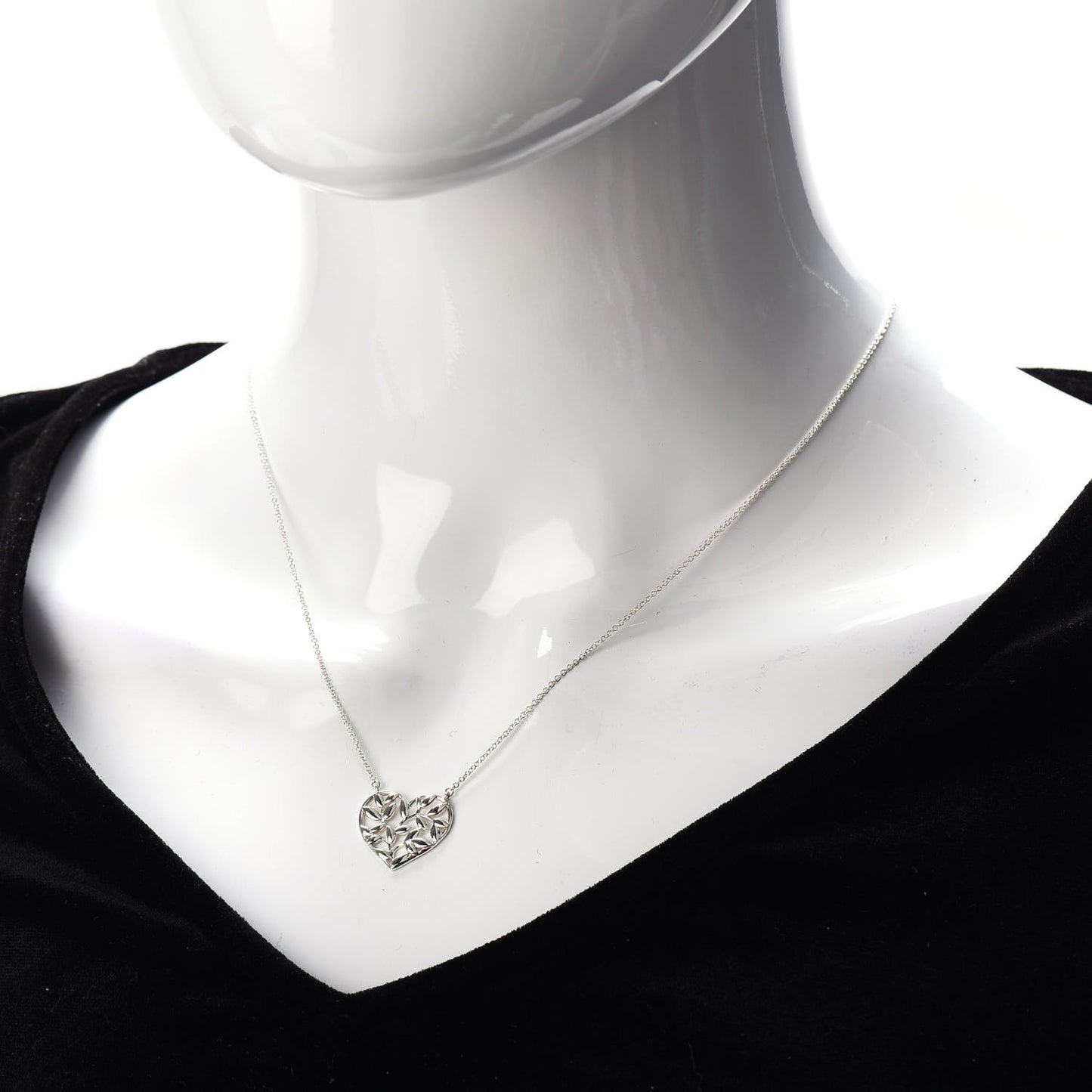 Sterling Silver Paloma Picasso Olive Leaf Heart Pendant Necklace